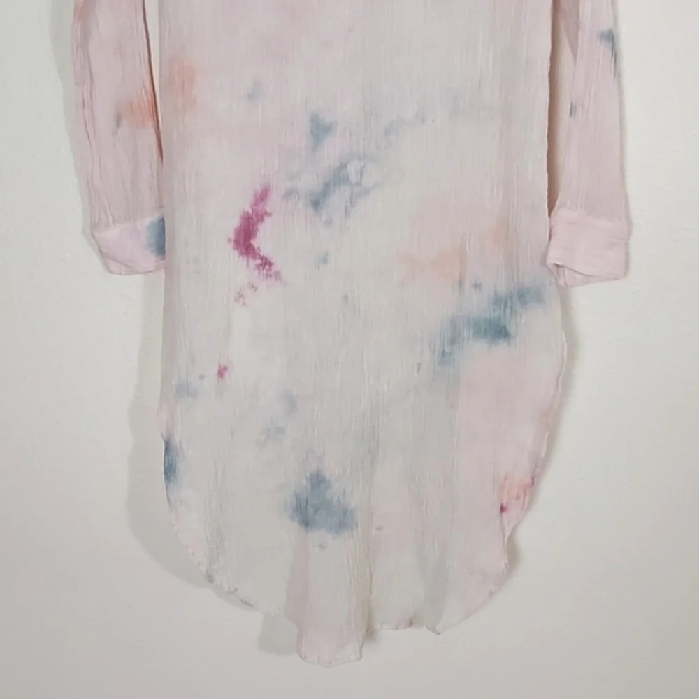 Free People Happiest Morning Button Down Dress Linen Cotton Medium
